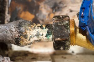 Old corroded fitting for a water supply line